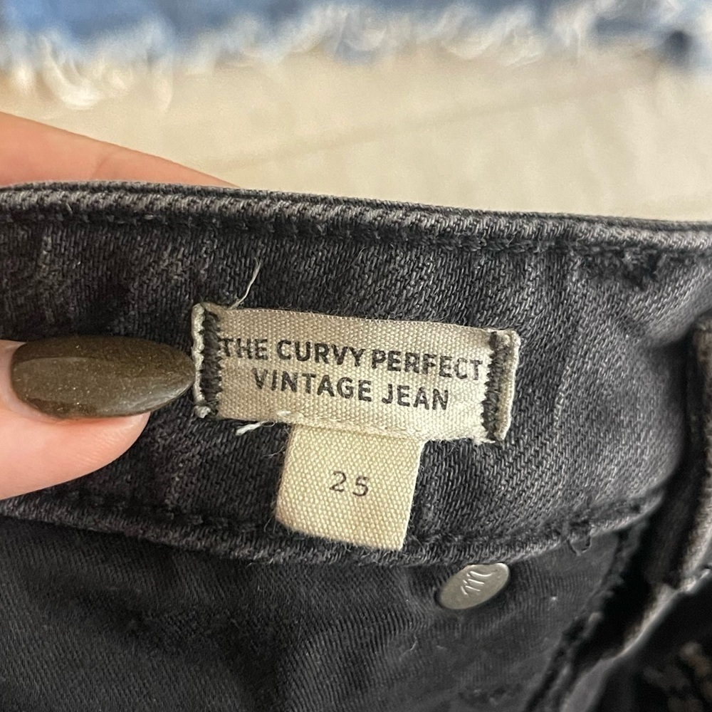 Madewell Curvy Perfect Vintage Jeans Black Gray High Rise Straight Size 25 - Picture 8 of 10